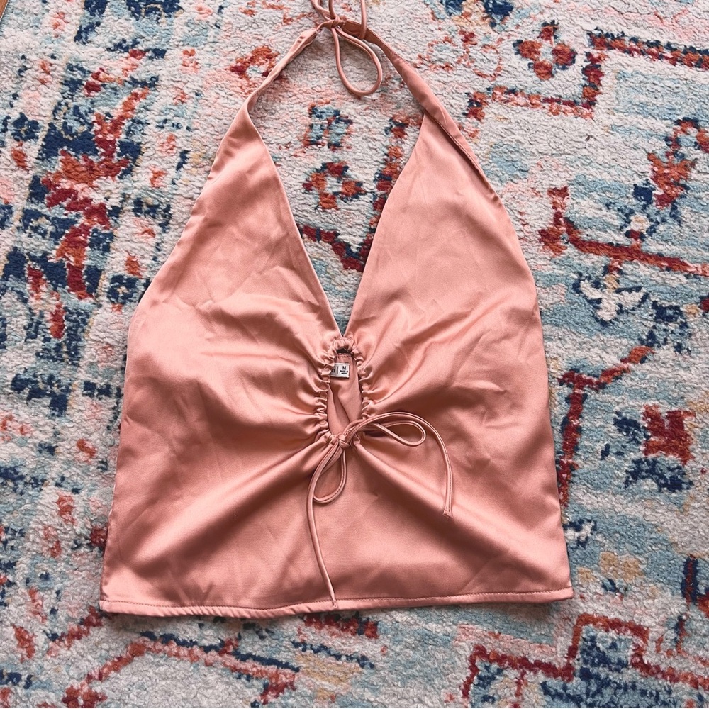 A&F Dusty Rose Halter Top with Cutout